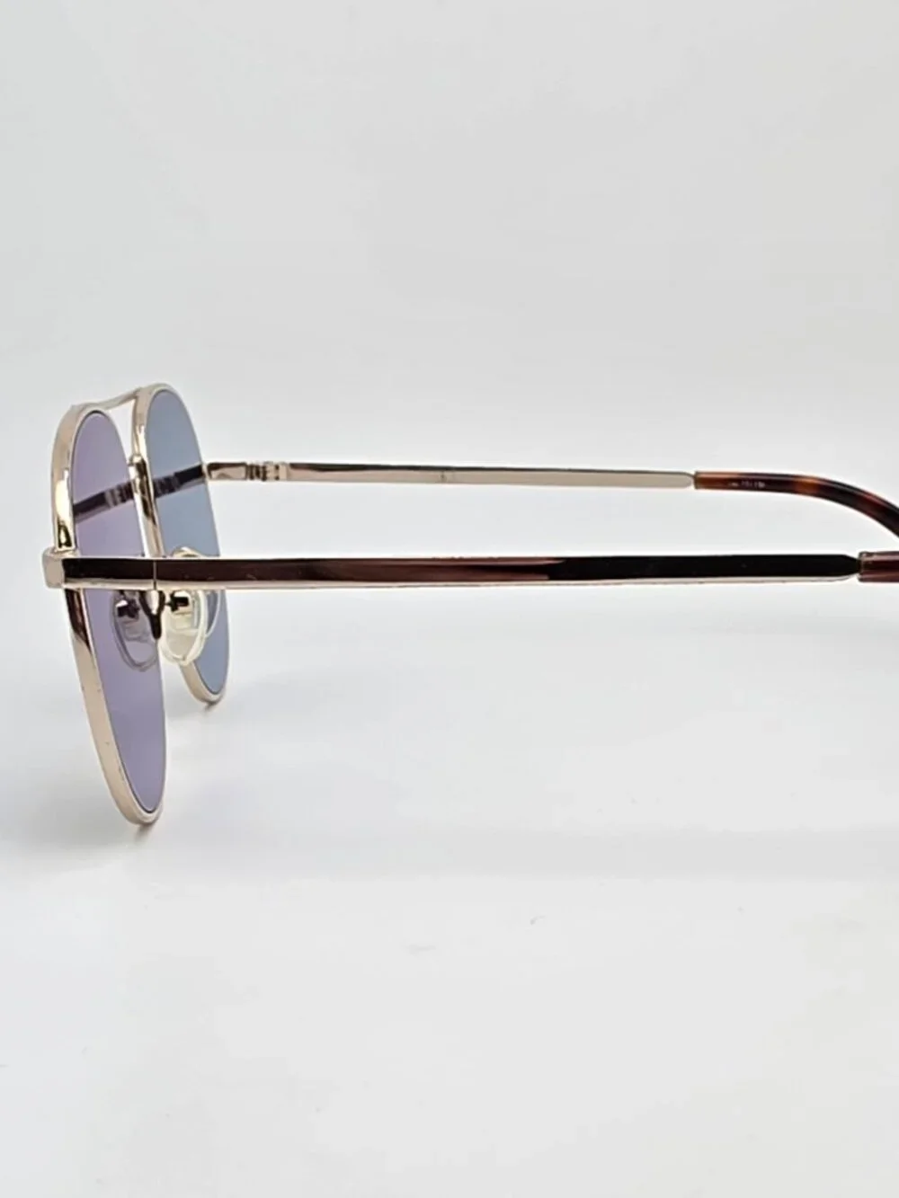Elizabeth and James Watts Gold Tortoise Frame Grey Flat Lens Aviator Sunglasses